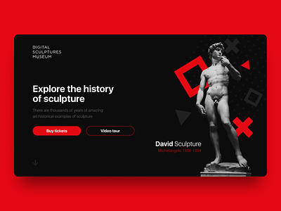 Digital Sculptures Museum Page black dailyui design hero image history history of redemption interface landing museum sculpture statue ux uxui web website