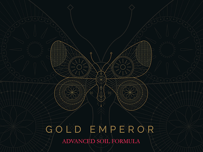 GOLD EMPEROR butterfly clean flying. icon insect label minimal organic outlines simple
