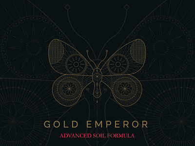 GOLD EMPEROR butterfly clean flying. icon insect label minimal organic outlines simple