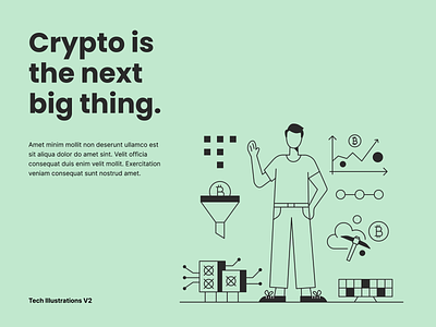 Crypto illustrations bitcoin block chain crypto illustration meta tech vector