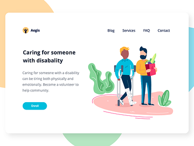 Aegis | Landing page art care disabled graphic green illustration injured landing page