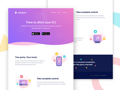 Landing Page | Jukebox graphic illustration landing page music party web design website
