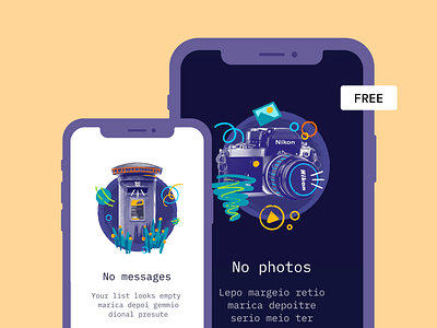 Poke empty illustrations (FREE) app empty state error free illustrations no new messages poke product web