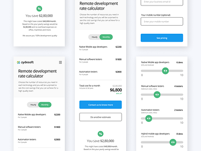 Pricing page - Mobile responsive version app design form pricing slider table ui user inerface web