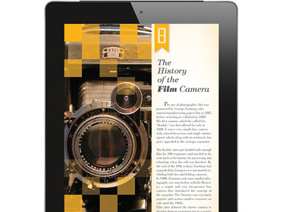 Film Camera History App design interface ipad