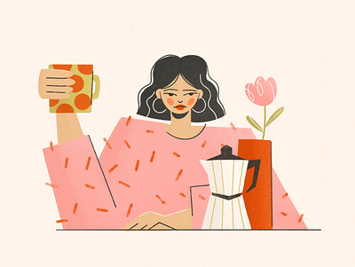 morning coffee art coffee color illustration free drawing illustration illustration for the article morning pink red visual art