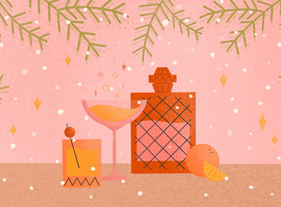 celebration wallpaper: cocktails art christmas christmas tree color illustration free drawing holiday illustration illustration for the article new year snow visual art