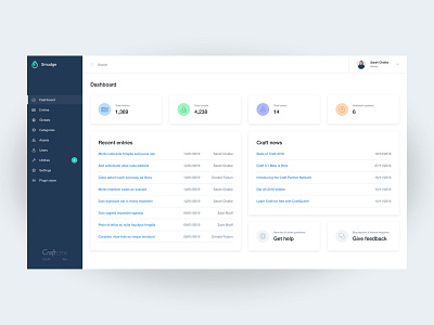 Craft CMS Dashboard Design admin app application cms dashboard design dribbble icons interface sidebar tables ui ux web design