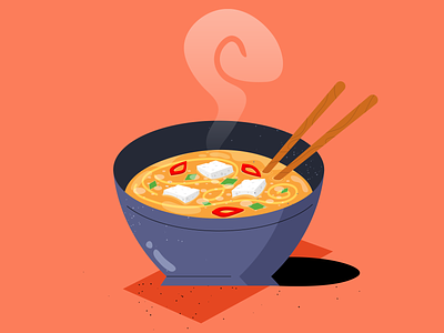 Miso Soup 2d adobe illustrator clean daily design digital flat food illustration illustrator procreate simple sketch soup styleframe texture vector