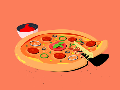 Pizza 2d adobe illustrator cartoon daily design drawing flat food illustration pizza procreate sketch styleframe texture vector