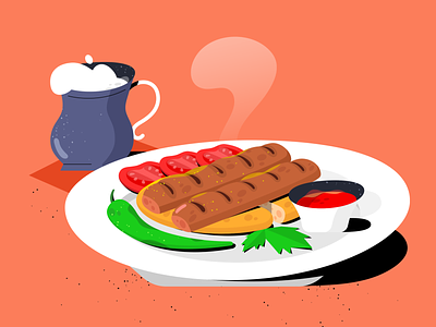 Kebab 2d daily design drawing flat food graphic design illustration kebab procreate texture vector
