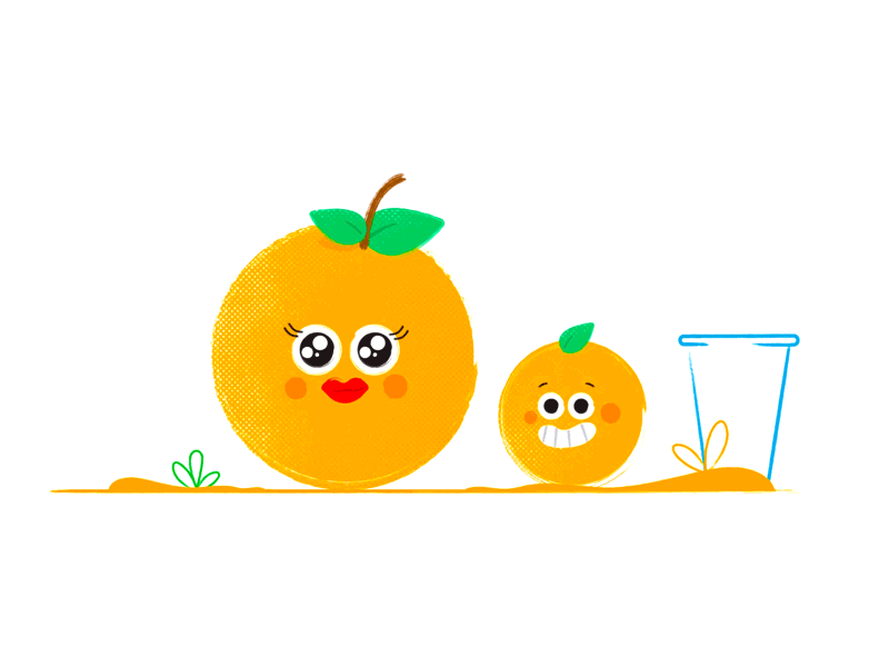 Happy Oranges ae animated gif animation character cute drink food fruit gif loop motion graphics plants