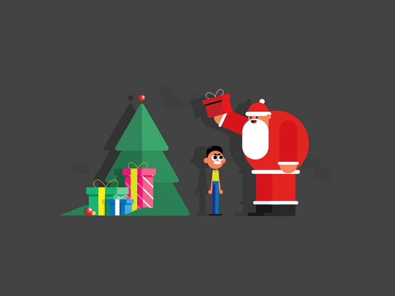 Bad Santa 😁 2d 2d animation after effects animated gif animation cartoon character christmas design flat illustration jump minimal santa shape tree vector winter