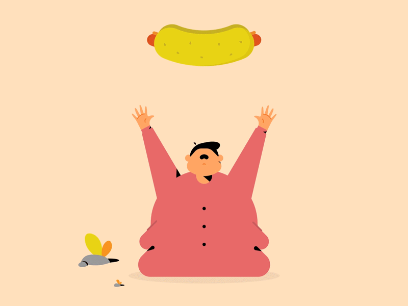 Obesity 2d after effects animated gif animation boy character daily design flat food gif hotdog icon illustration loop motion graphics obesity plant styleframe vector