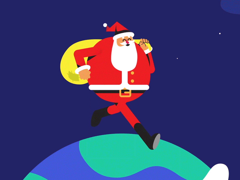 Run Santa! ✨ 2d after effects animated gif animation cartoon character christmas colorful daily design experience flat icon illustration landscape loop motion new year santa vector
