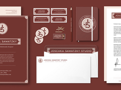 Joschka Sawatzky Studio stationery suite branding business cards envelope graphic design identity letterhead notebook resume stationery