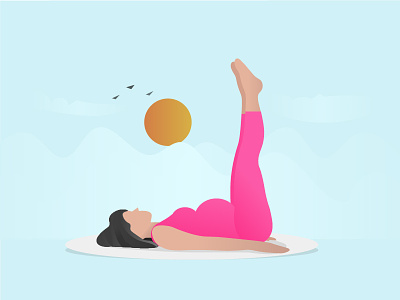 Pregnant woman exercising -01 belly exercise landscape maternity vector minimal illustration pink pregnant sunrise sunset woman women yoga