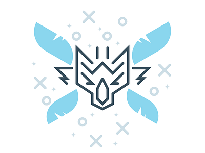 Wolf Head with Wings illustration lines vector wings wolf