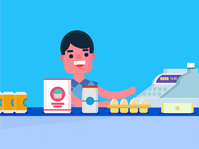 Cashier cashier character food illustration supermarket