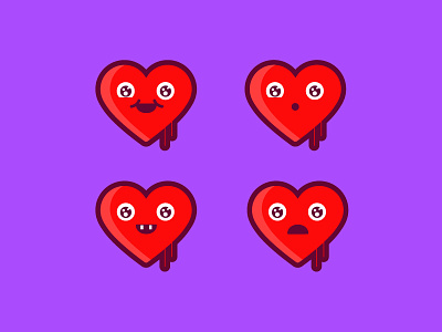 Heart's emotions character cute heart icon illustration sticker