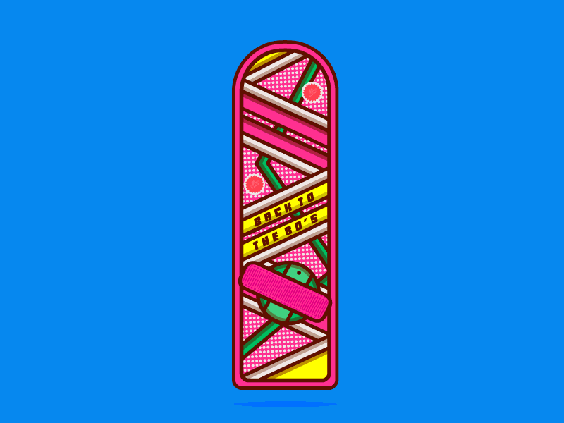 Back to the 80's 80s back to the future hoverboard icon illustration movies retro skateboard