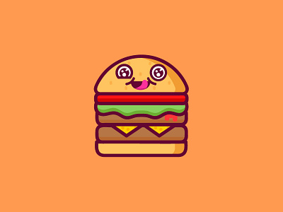 Hamburger character cute food hamburger icon illustration sticker