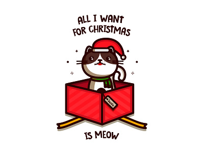 All I want for Christmas... cards cat christmas cute illustration love santa