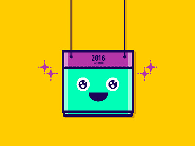 Happy new year! 2016 calendar character cute happy icon illustration new year vector