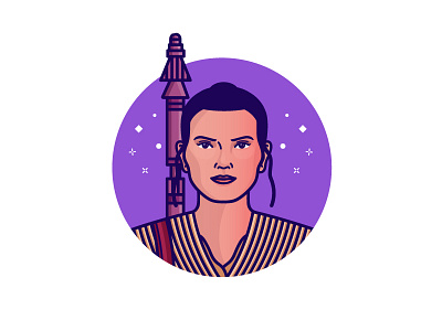 Rey character icon illustration jedi movie portrait rey star wars the force