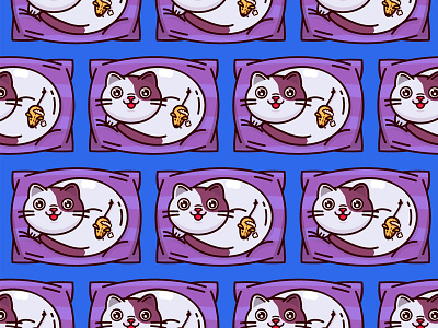Cat animals cat cute illustration mouse pattern wallpaper