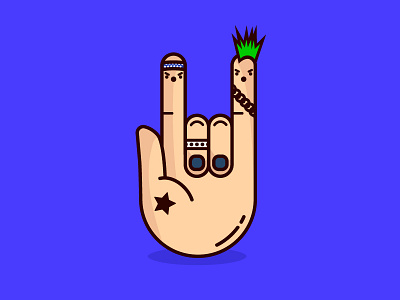 Punk & Rock hands illustration punk rock star vector