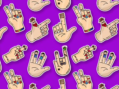Stickers collection finger hands icon illustration redbubble stickers