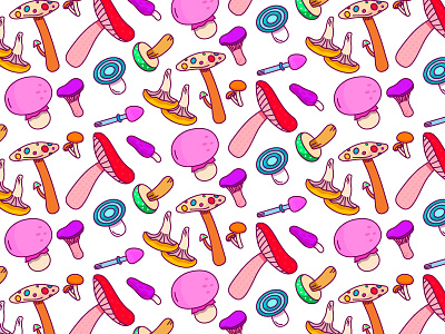 Mushroon pattern background colorful illustration mushroon nature pattern seamless vector