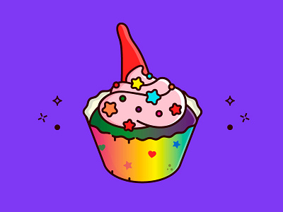 Cupcake cartoons disney food gnome gravity falls icon illustration rainbow recipe