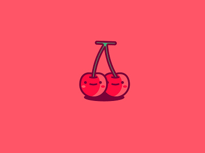 Happy cherry cherry cute fruit happy icons illustration process vector