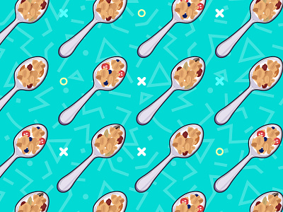 Spoon pattern food granola health illustration morning pattern spoon