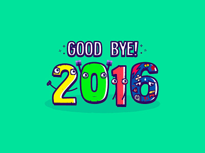 2016 doodle funny good bye illustration new year type