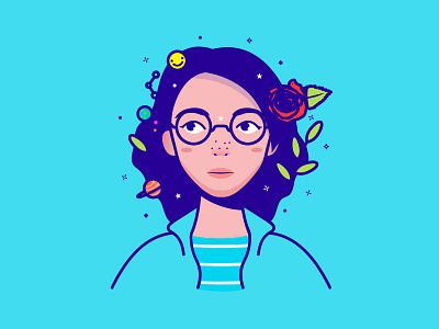 Rose girl avatar character girl glasses illustration portrait rose