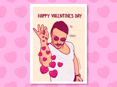 Happy Valentine's Day card funny heart illustration salt bae valentine vector