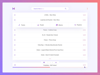 Music Website concept audio design interface material minimal music player simple ui user web