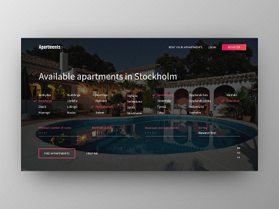 Apartment Rental Website 1st screen concept