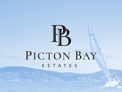 Picton Bay Estates Logo Exploration contemporary design elegant identity logo logotype mark monogram traditional winery