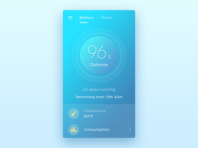 Battery App battery boost clean dribbble optimize time tools