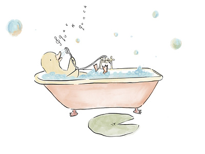 Duck in the bath design graphic design illustration