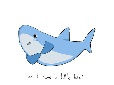 Little bite blue childrens cute illustration shark