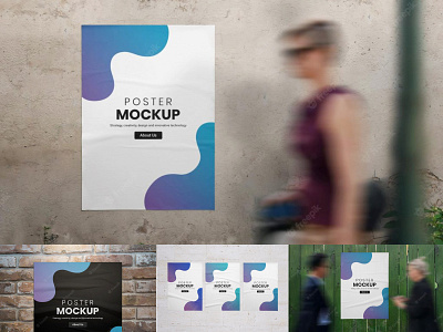 Poster mockup crumpled texture