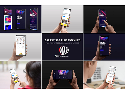 Samsung Galaxy S10 Plus Mockups android design full layered graphic design hand isolated mockup photoshop presentation psd samsung galaxy samsung galaxy s10 plus showcase ui user experience user interface ux web design