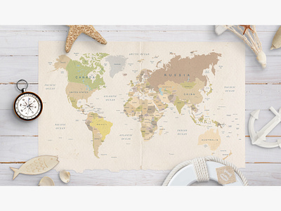 Travel world map scene composition