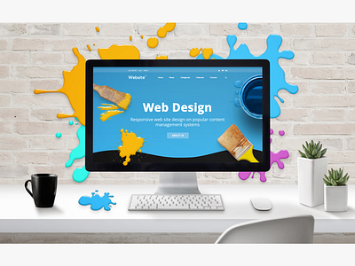 Web Design studio concept creating creative design full layered graphic design mock up painting photoshop presentation user experience we biste web design website