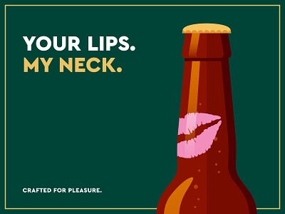 Your lips. My neck. beer beer bottle beer brand beer branding beer illustration flat flat design flat illustration illustration kiss lips pun vector